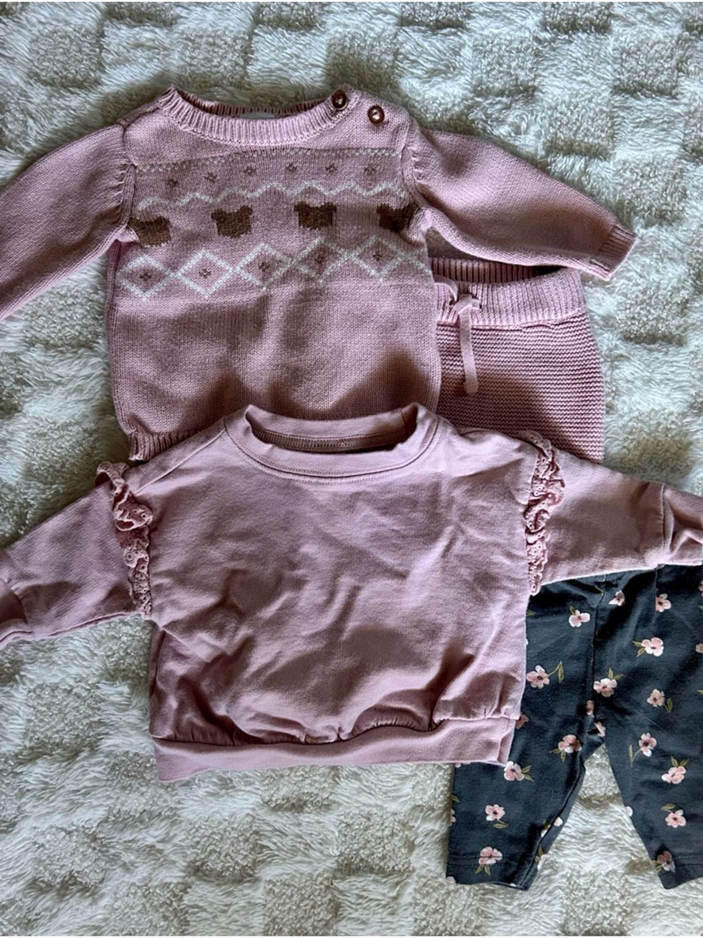 Carter's Mauve Pink Knit Sweater & Ruffle Sweatshirt Set